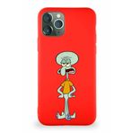 Printify Apple Iphone 11 Pro Soft Premier Kapak Squidward Dokunaç Tasarımlı Silikon Kılıf - Kırmızı