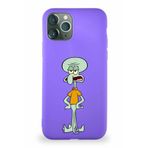 Printify Apple Iphone 11 Pro Soft Premier Kapak Squidward Dokunaç Tasarımlı Silikon Kılıf - Mor