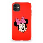 PrintiFy Apple iPhone 11 Soft Premier Kapak Minnie Mouse-c Tasarımlı Silikon Kılıf - Kırmızı