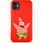 Printify Apple Iphone 11 Soft Premier Kapak Patrick Yıldız Tasarımlı Silikon Kılıf - Kırmızı