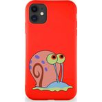 Printify Apple Iphone 11 Soft Premier Kapak Salyangoz Gary Tasarımlı Silikon Kılıf - Kırmızı