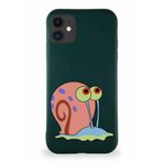 PrintiFy Apple Iphone 11 Soft Premier Kapak Salyangoz Gary Tasarımlı Silikon Kılıf - Yeşil