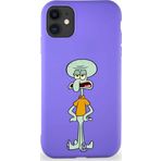 Printify Apple Iphone 11 Soft Premier Kapak Squidward Dokunaç Tasarımlı Silikon Kılıf - Mor
