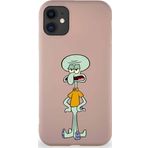 Printify Apple Iphone 11 Soft Premier Kapak Squidward Dokunaç Tasarımlı Silikon Kılıf - Pudra