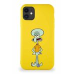 Printify Apple Iphone 11 Soft Premier Kapak Squidward Dokunaç Tasarımlı Silikon Kılıf - Sarı