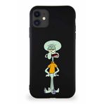 Printify Apple Iphone 11 Soft Premier Kapak Squidward Dokunaç Tasarımlı Silikon Kılıf - Siyah