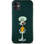 Printify Apple Iphone 11 Soft Premier Kapak Squidward Dokunaç Tasarımlı Silikon Kılıf - Yeşil