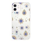 PrintiFy Apple iPhone 12 ile Uyumlu 1mm Slim Fit Nazar Boncuğu 5 Baskılı Şeffaf Kılıf