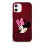 PrintiFy Apple iPhone 12 Mini Soft Premier Kapak Minnie Mouse-b Tasarımlı Silikon Kılıf - Mürdüm