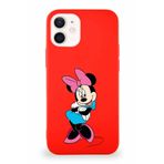 PrintiFy Apple iPhone 12 Mini Soft Premier Kapak Minnie Mouse-d Tasarımlı Silikon Kılıf - Kırmızı