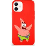 Printify Apple Iphone 12 Mini Soft Premier Kapak Patrick Yıldız Tasarımlı Silikon Kılıf - Kırmızı