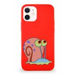 PrintiFy Apple Iphone 12 Mini Soft Premier Kapak Salyangoz Gary Tasarımlı Silikon Kılıf - Kırmızı
