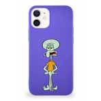 Printify Apple Iphone 12 Mini Soft Premier Kapak Squidward Dokunaç Tasarımlı Silikon Kılıf - Mor