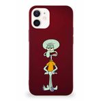 Printify Apple Iphone 12 Mini Soft Premier Kapak Squidward Dokunaç Tasarımlı Silikon Kılıf - Mürdüm