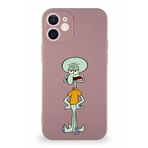 Printify Apple Iphone 12 Mini Soft Premier Kapak Squidward Dokunaç Tasarımlı Silikon Kılıf - Pudra