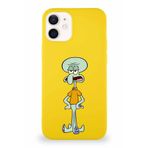 PrintiFy Apple Iphone 12 Mini Soft Premier Kapak Squidward Dokunaç Tasarımlı Silikon Kılıf - Sarı