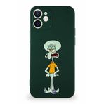 Printify Apple Iphone 12 Mini Soft Premier Kapak Squidward Dokunaç Tasarımlı Silikon Kılıf - Yeşil