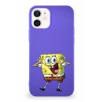 Printify Apple Iphone 12 Mini Soft Premier Kapak Sünger Bob Tasarımlı Silikon Kılıf - Mor