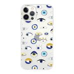 PrintiFy Apple iPhone 12 Pro ile Uyumlu 1mm Slim Fit Nazar Boncuğu 2 Baskılı Şeffaf Kılıf