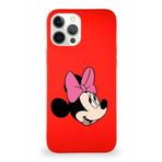 PrintiFy Apple iPhone 12 Pro Max Soft Premier Kapak Minnie Mouse-a Tasarımlı Silikon Kılıf - Kırmızı