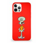 Printify Apple Iphone 12 Pro Max Soft Premier Kapak Squidward Dokunaç Tasarımlı Silikon Kılıf - Kırmızı