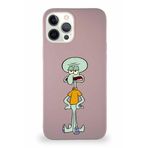 Printify Apple Iphone 12 Pro Max Soft Premier Kapak Squidward Dokunaç Tasarımlı Silikon Kılıf - Pudra