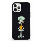 Printify Apple Iphone 12 Pro Max Soft Premier Kapak Squidward Dokunaç Tasarımlı Silikon Kılıf - Siyah