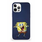 Printify Apple Iphone 12 Pro Max Soft Premier Kapak Sünger Bob Tasarımlı Silikon Kılıf - Lacivert