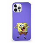 Printify Apple Iphone 12 Pro Max Soft Premier Kapak Sünger Bob Tasarımlı Silikon Kılıf - Mor
