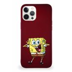 Printify Apple Iphone 12 Pro Max Soft Premier Kapak Sünger Bob Tasarımlı Silikon Kılıf - Mürdüm