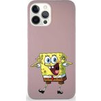 Printify Apple Iphone 12 Pro Max Soft Premier Kapak Sünger Bob Tasarımlı Silikon Kılıf - Pudra