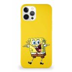 Printify Apple Iphone 12 Pro Max Soft Premier Kapak Sünger Bob Tasarımlı Silikon Kılıf - Sarı