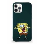 Printify Apple Iphone 12 Pro Max Soft Premier Kapak Sünger Bob Tasarımlı Silikon Kılıf - Yeşil