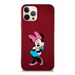 PrintiFy Apple iPhone 12 Pro Soft Premier Kapak Minnie Mouse-d Tasarımlı Silikon Kılıf - Mürdüm