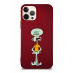 Printify Apple Iphone 12 Pro Soft Premier Kapak Squidward Dokunaç Tasarımlı Silikon Kılıf - Mürdüm