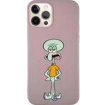 Printify Apple Iphone 12 Pro Soft Premier Kapak Squidward Dokunaç Tasarımlı Silikon Kılıf - Pudra