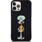 Printify Apple Iphone 12 Pro Soft Premier Kapak Squidward Dokunaç Tasarımlı Silikon Kılıf - Siyah