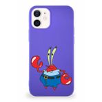 PrintiFy Apple Iphone 12 Soft Premier Kapak Bay Yengeç Tasarımlı Silikon Kılıf - Mor