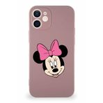 PrintiFy Apple iPhone 12 Soft Premier Kapak Minnie Mouse-c Tasarımlı Silikon Kılıf - Pudra