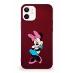 PrintiFy Apple iPhone 12 Soft Premier Kapak Minnie Mouse-d Tasarımlı Silikon Kılıf Mürdüm