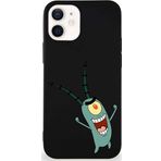 Printify Apple Iphone 12 Soft Premier Kapak Plankton Tasarımlı Silikon Kılıf - Siyah