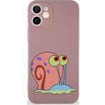 Printify Apple Iphone 12 Soft Premier Kapak Salyangoz Gary Tasarımlı Silikon Kılıf - Pudra
