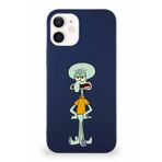 PrintiFy Apple Iphone 12 Soft Premier Kapak Squidward Dokunaç Tasarımlı Silikon Kılıf - Lacivert