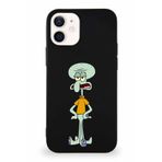 Printify Apple Iphone 12 Soft Premier Kapak Squidward Dokunaç Tasarımlı Silikon Kılıf - Siyah