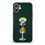 Printify Apple Iphone 12 Soft Premier Kapak Squidward Dokunaç Tasarımlı Silikon Kılıf - Yeşil