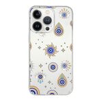 PrintiFy Apple iPhone 13 Pro ile Uyumlu 1mm Slim Fit Nazar Boncuğu 5 Baskılı Şeffaf Kılıf