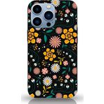 Printify Apple Iphone 13 Pro Max Uyumlu Lansman Kılıf Çiçek Tasarımlı Içi Kadife Kapak-Siyah