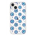 PrintiFy Apple iPhone 14 ile Uyumlu 1mm Slim Fit Nazar Boncuğu 1 Baskılı Şeffaf Kılıf