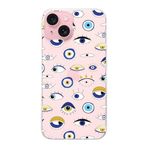 PrintiFy Apple iPhone 15 ile Uyumlu 1mm Slim Fit Nazar Boncuğu 2 Baskılı Şeffaf Kılıf