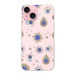PrintiFy Apple iPhone 15 ile Uyumlu 1mm Slim Fit Nazar Boncuğu 5 Baskılı Şeffaf Kılıf